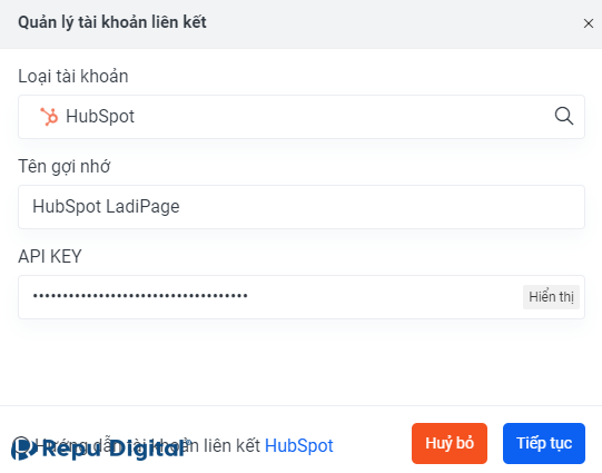 HubSpot-Repu-Hướng dẫn tích hợp HubSpot vào Ladipage-Dùng API Key-03