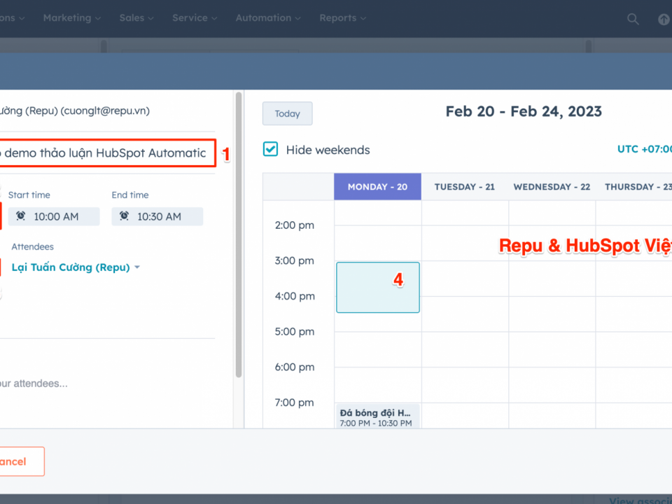 Hướng dẫn tạo lịch họp trong HubSpot Meeting 03